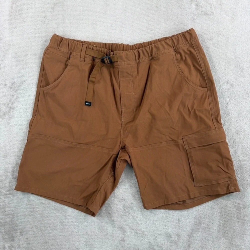 prAna Stretch Zion II E-Waist Hiking Shorts in Brown Men 2XL Performance NWOT